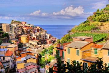 View over the Cinque Terre village of Manarola, Italy