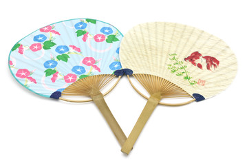 うちわ　金魚　朝顔