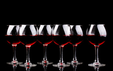 Wineglasses isolated on black