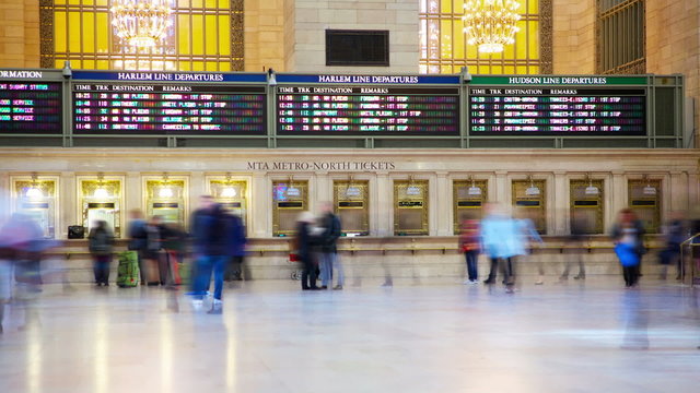 People moving in Grand Central Station time lapse, New York