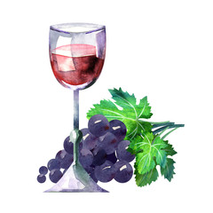 Glass of Red Wine and Grape