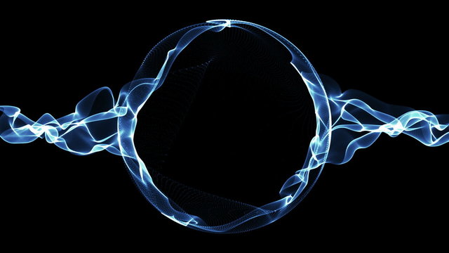 looping hi res blue waves forming sphere