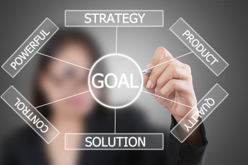 Business lady write plan to goal.