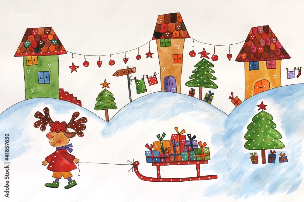 Wall mural Christmas card. Artwork