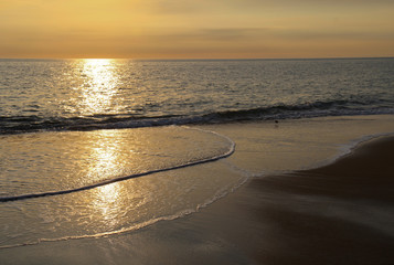 Sunlight reflected off the water at a beach