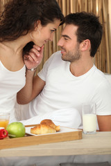 Couple having nice breakfast