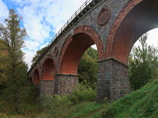 The historic railway bridge in Bytow, Poland.
