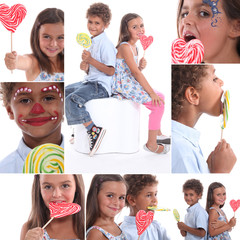 children sucking on lollipops