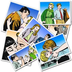 Poster de jardin Des bandes dessinées Collection d& 39 illustrations avec des couples amoureux