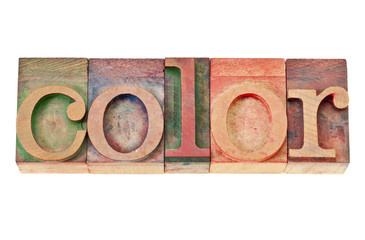 color word in wood type