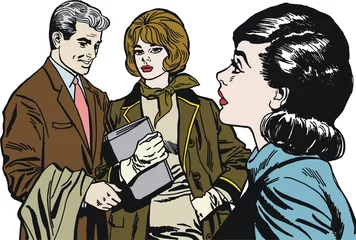 Papier Peint photo autocollant Des bandes dessinées homme avec deux femmes