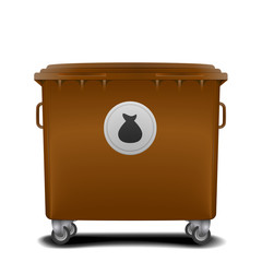 brown recycling bin