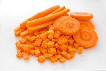 Carrots sliced and diced