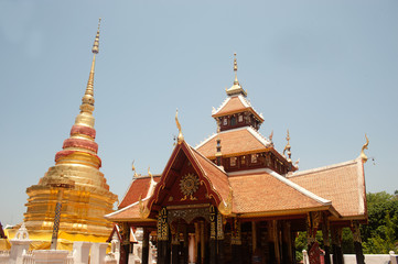 Fototapeta premium Myanmar style temple in Northern of Thailand.