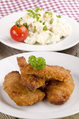 chicken nuggets with potato salad