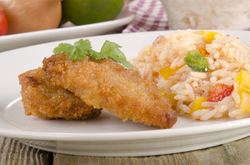 chicken nuggets with rice salad