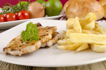 pork chops with french fries
