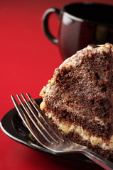 Chocolate cake and coffee