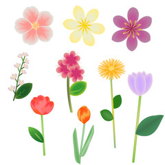 Fantasy flowers vector collection