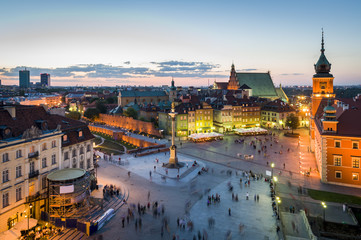 Fototapeta Panorama of Warsaw with Old Town at night obraz