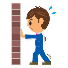 ビジネスマン イラスト 壁 押す