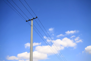 blue sky telegraph pole