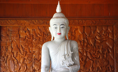 White marble Buudha sculpture in Myanmar's style
