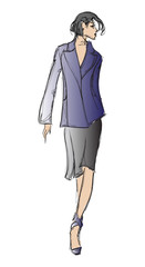 SKETCH. fashion girl. Hand-drawn fashion model