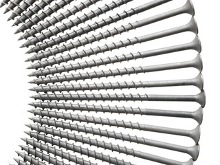 Screws are spread out like a fan.