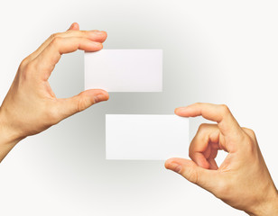 Obraz premium Business card in hands
