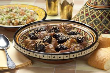 Moroccan dish with meat and plums