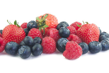 Blueberries, raspberries and strawberries