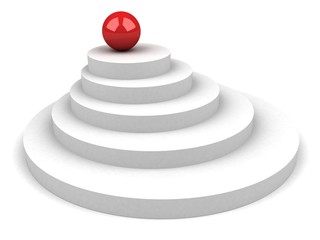 red top winner sphere on white pedestal