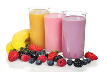 Three glasses of  smoothies