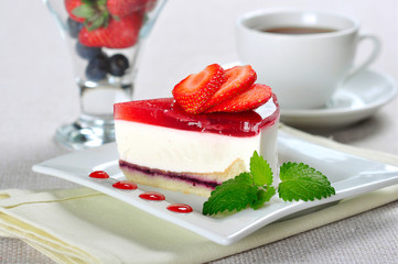piece of strawberry cheesecake