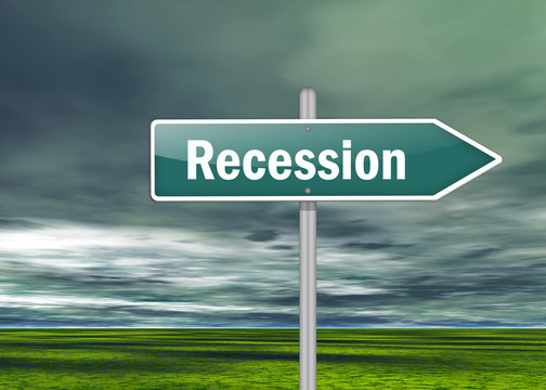Signpost "Recession"