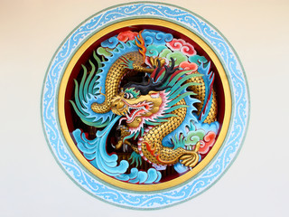 ancient Chinese dragon on a temple wall