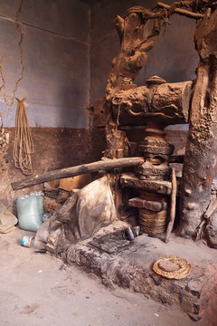 Traditional olive press
