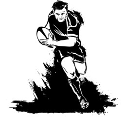 running rugby with the ball - 41892806