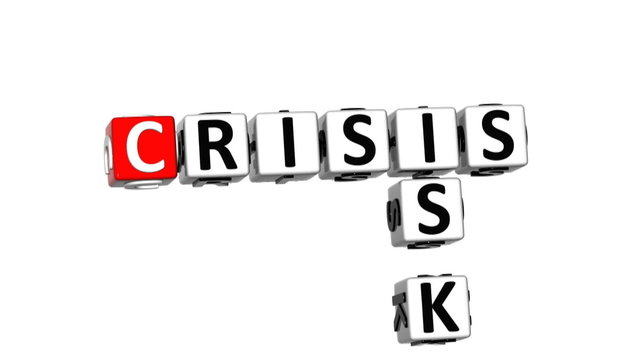 3D Crisis Risk Crossword on white background