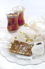 Turkish sweet confectionery - tahini halva and turkish delight