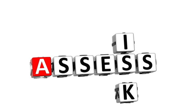 3D Assess Risk Crossword on white backgound