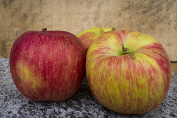 Natural yellow and red apples 3 color image