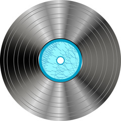 vinyl record with blue label isolated