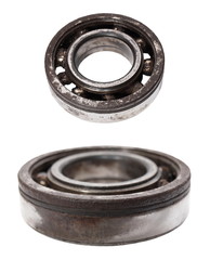 Old rusty metal ball bearing isolated on white background