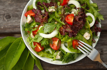 salad with tomato and cucumber.green