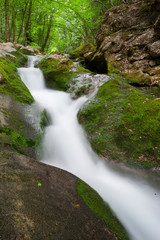 Fototapeta premium nice small waterfall on mountain stream