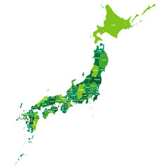 日本　日本地図　都道府県