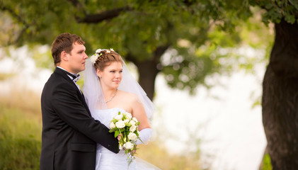 Romantic wedding couple