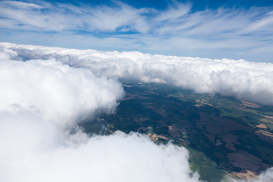 aerial view of comulus clouds